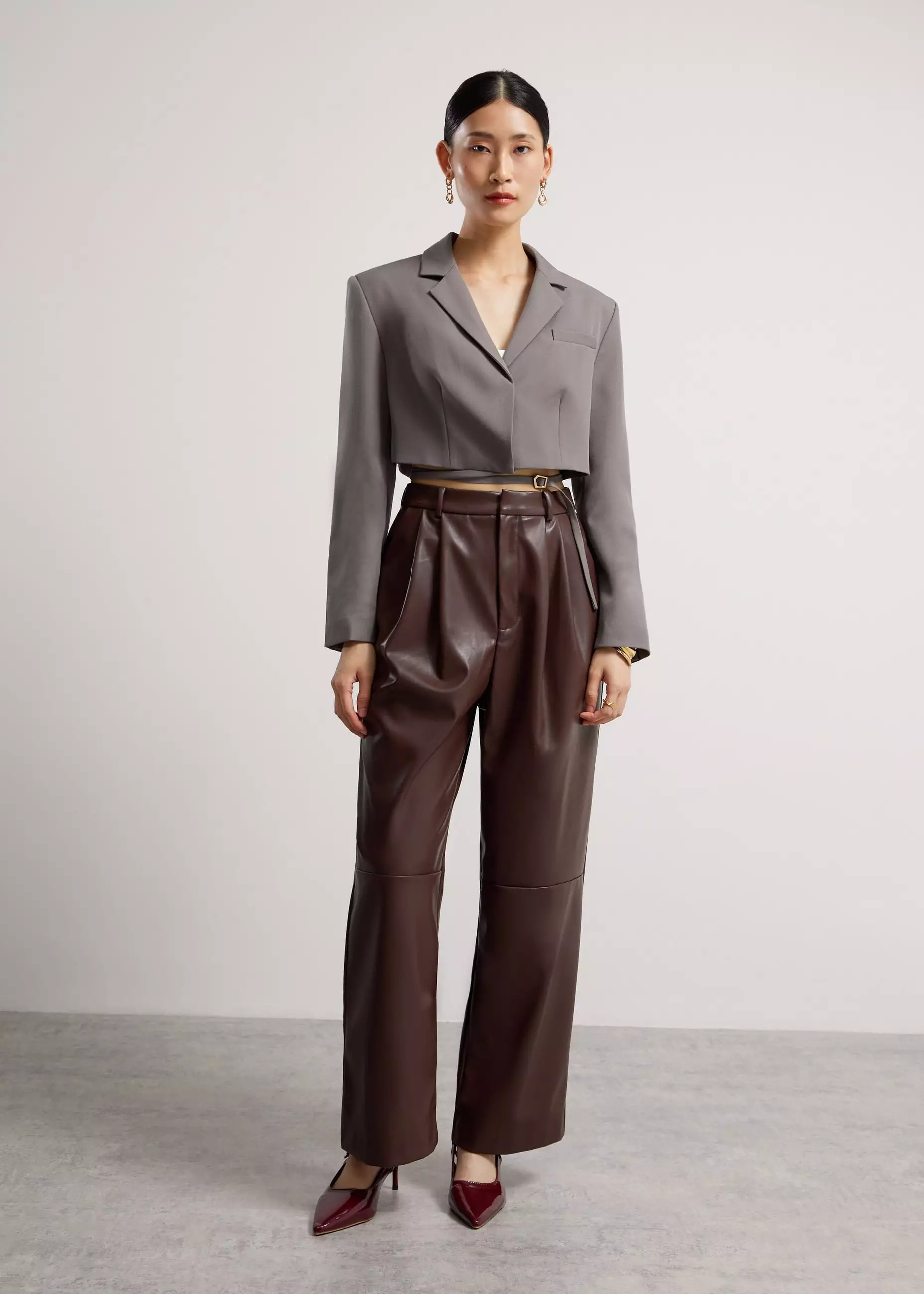 Blazer Wanita - RuchedReady® Oversized Front Wrap Crop Blazer