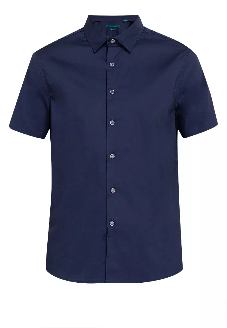 Woven Short Sleeves Casual Poplin Stretch