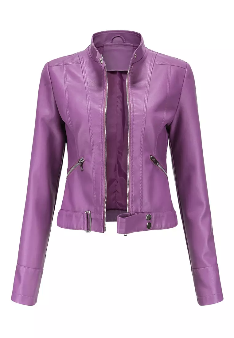 Purple leather blazer sale