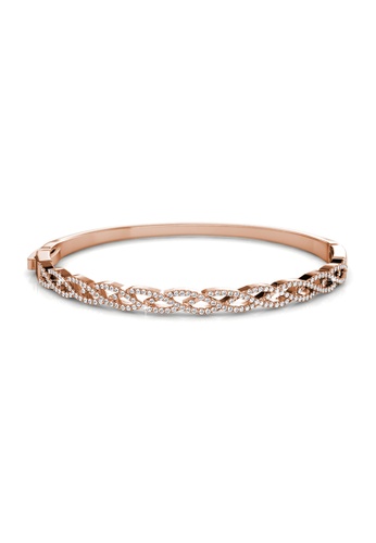 Her Jewellery pink and gold Braided Bangle (Rose Gold) - Made with premium grade crystals from Austria HE210AC65XTMSG_1