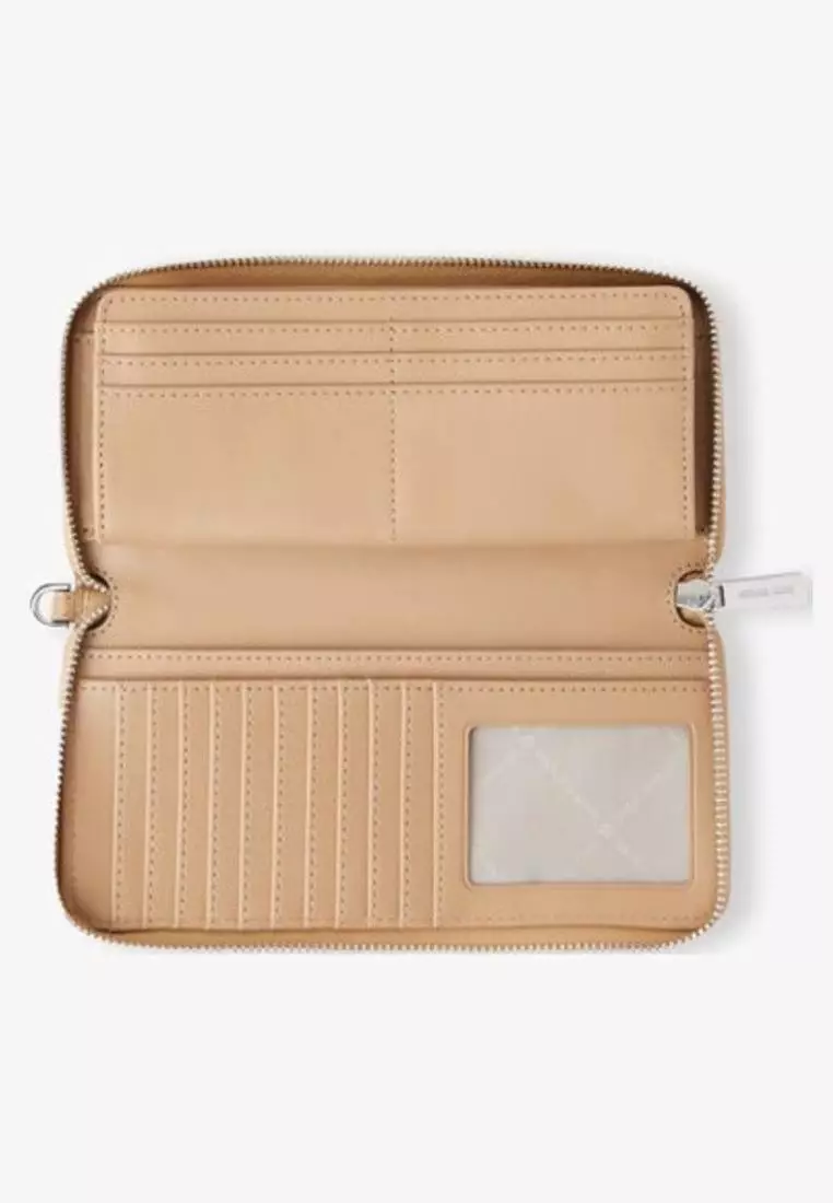 Michael Kors Jet Set Travel Large Crocodile Embossed Continental Wallet Camel