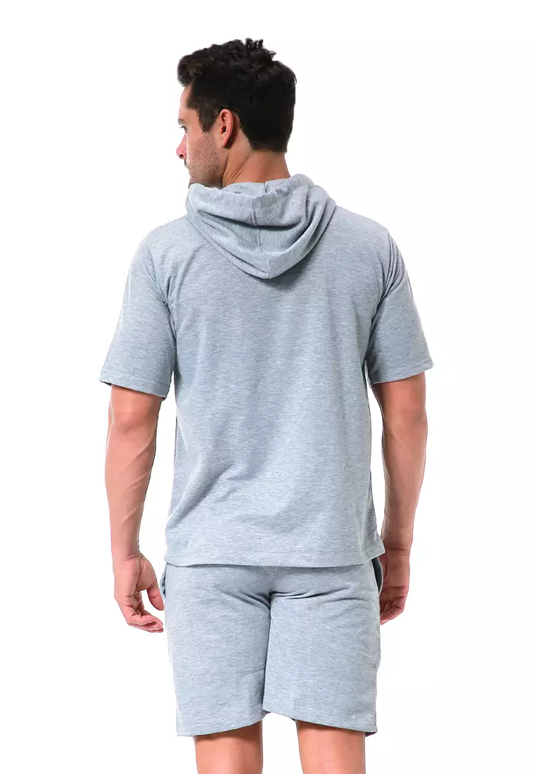 Vincent Setelan Hoodie Pria Sweatshirt Set Casual Motif Polos Material Baby Terry ORIGINAL - Gray