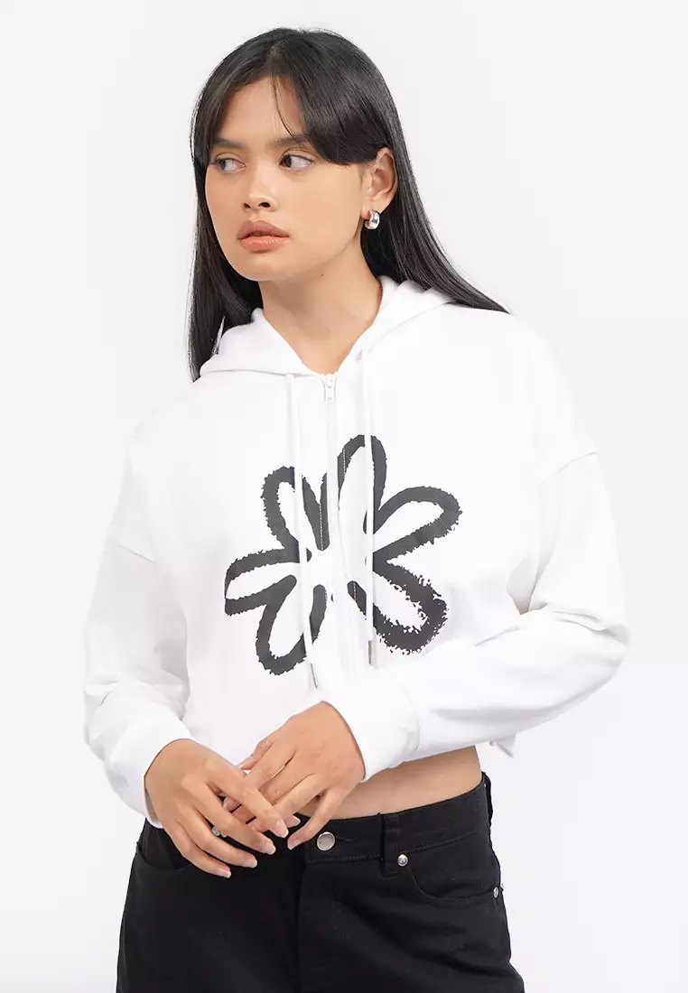 Graohic Crop Hoodie Jacket
