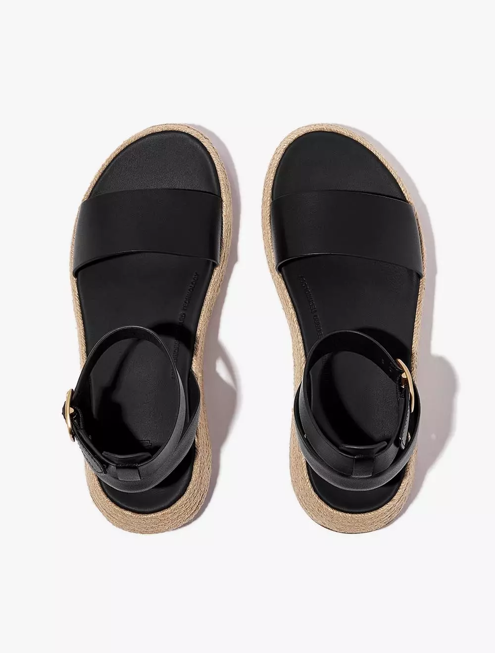 Fitflop F-Mode Espadrille Leather Flatform A/Strap SandalsBlack