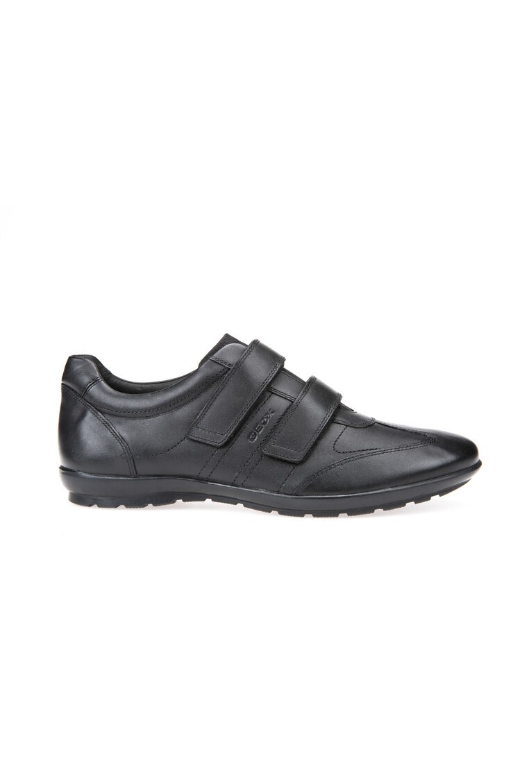 GEOX Men Symbol Strap Leather Shoes - Black U74A5D-00043-C9999F2