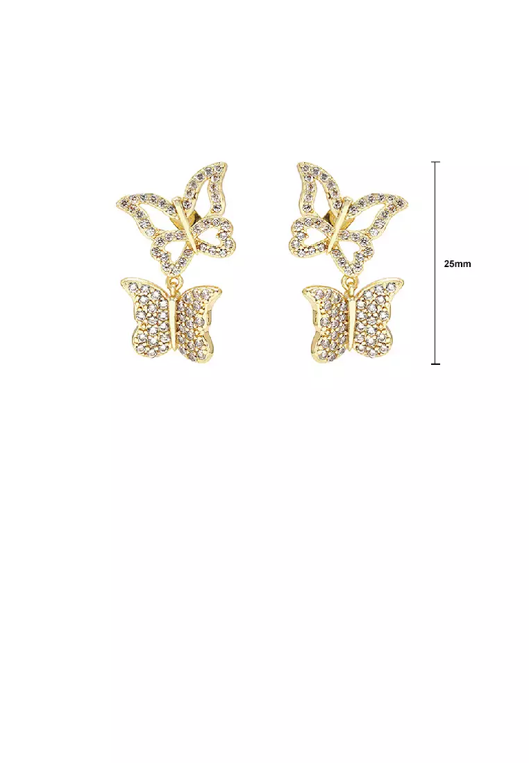 Gold butterfly hotsell earrings studs