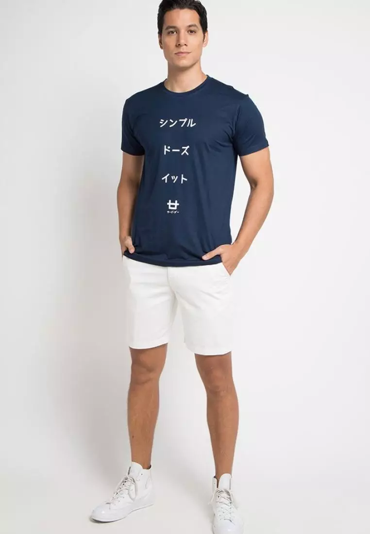 MTD90F Kaos Pria simple jepang sdi katakana logo T-shirt Navy