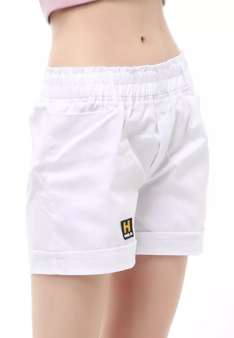 Madoc Short Pants Celana Pendek Kasual Wanita Highwaist Front Pocket Material Cotton ORIGINAL - White