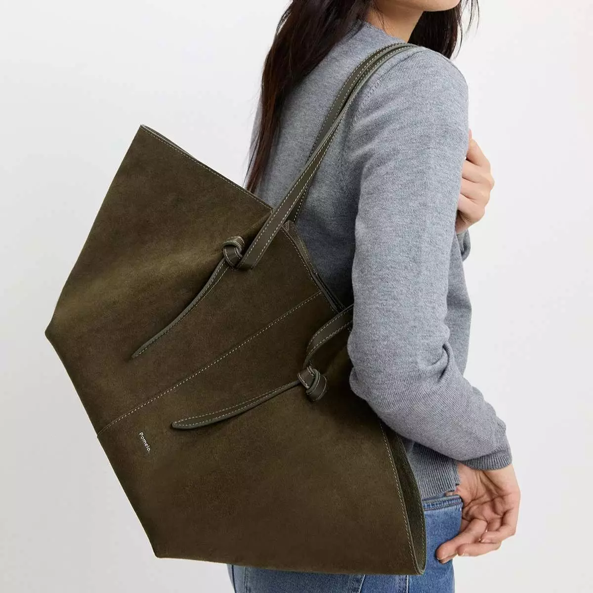 Pomelo - Tas Wanita - Suede Tote Bag - Olive