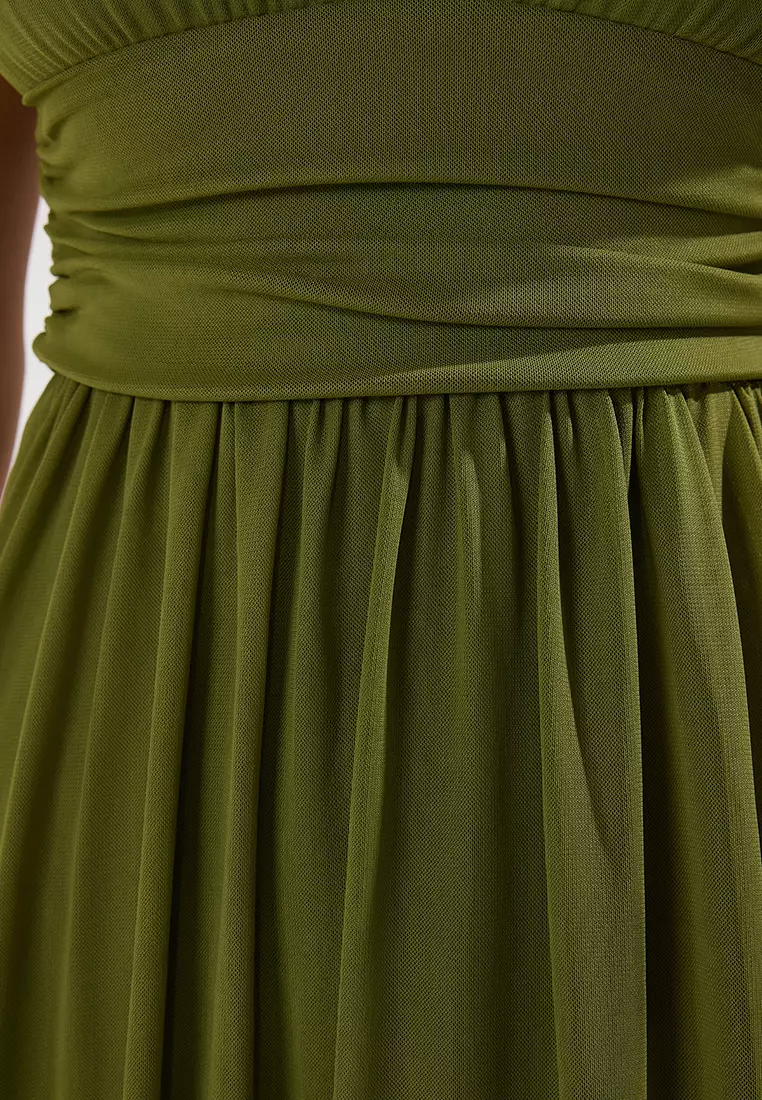 A-Line V-Neck Knitted Long Elegant Evening Dress