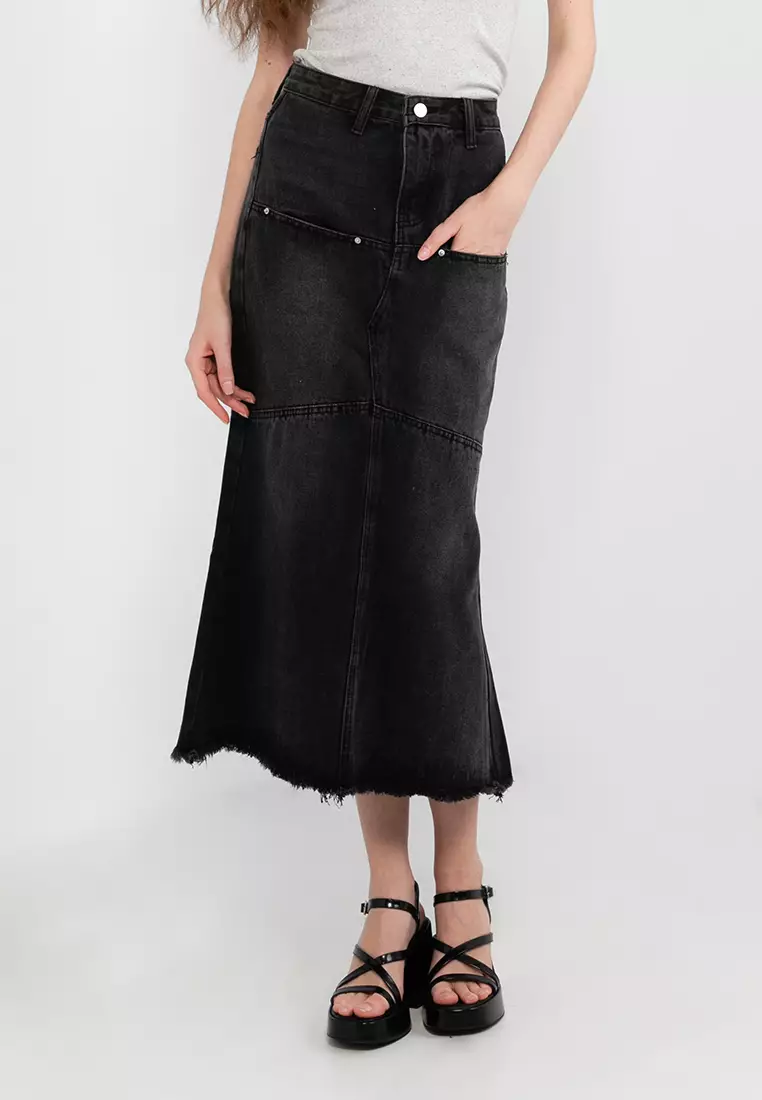 Buy Artist Charli Raw Hem Flared Midi Skirt 2024 Online | ZALORA Singapore