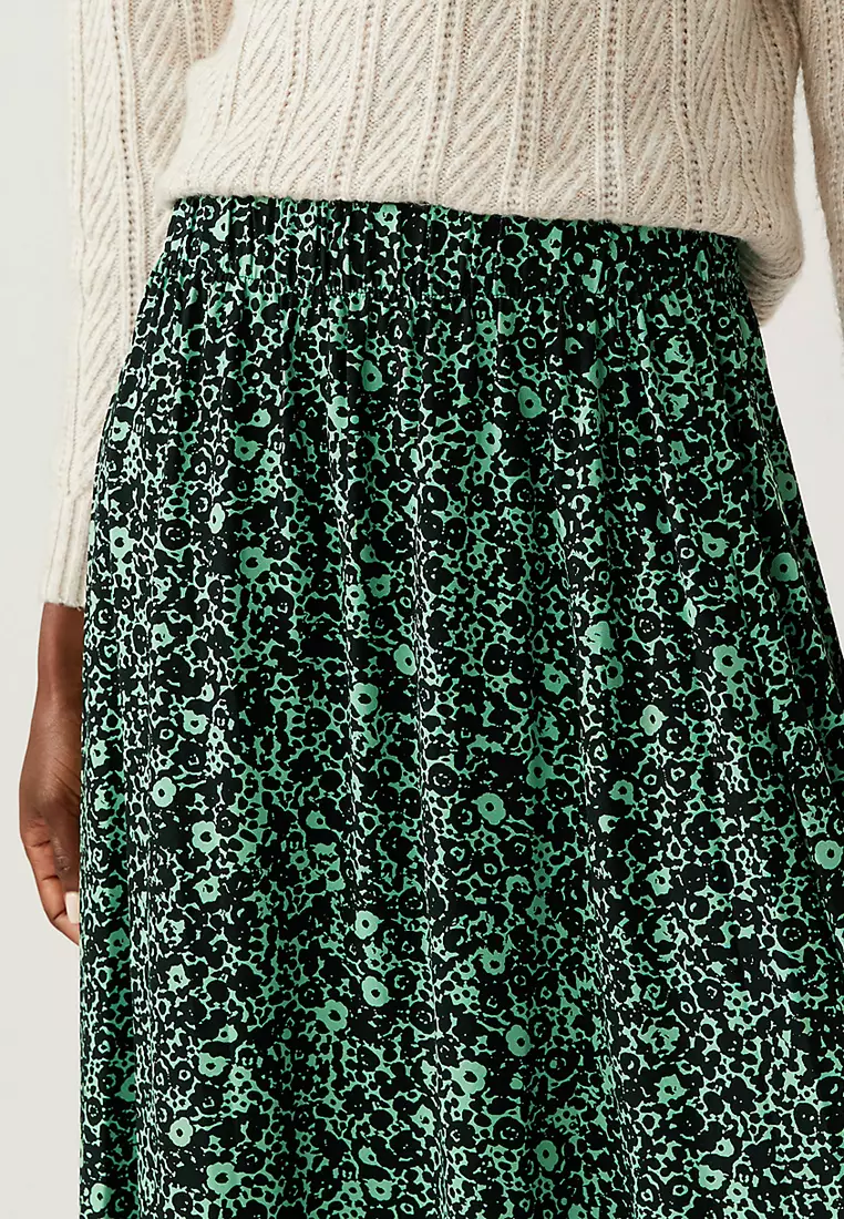 Jersey Printed Midi Skater Skirt