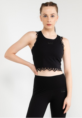 EA7 black Logo Crop Tank Sports Bra EB2E3US3AE80B8GS_1