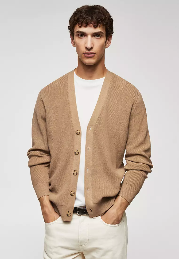 Buy MANGO Man Structured Cotton Cardigan Online | ZALORA Malaysia