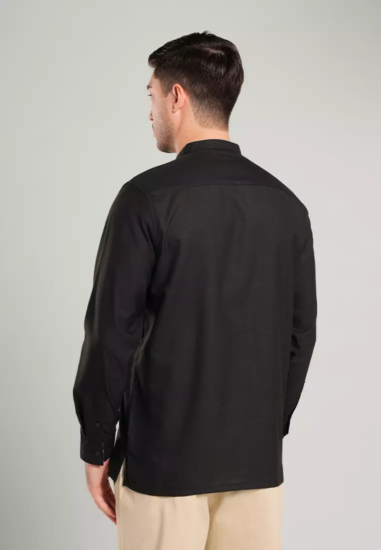 MOC Kemeja Koko Lengan Panjang Pria NIKOLAI - BLACK