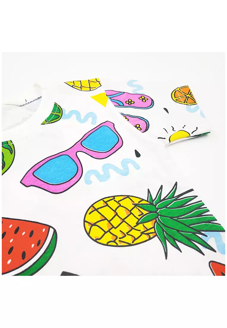 Wakakids Baju Atasan Lengan Pendek Bayi Anak Laki Laki dan Perempuan Unisex Full Print Summer Usia 6 Bulan Hingga 12 Bulan 3591 Venwk