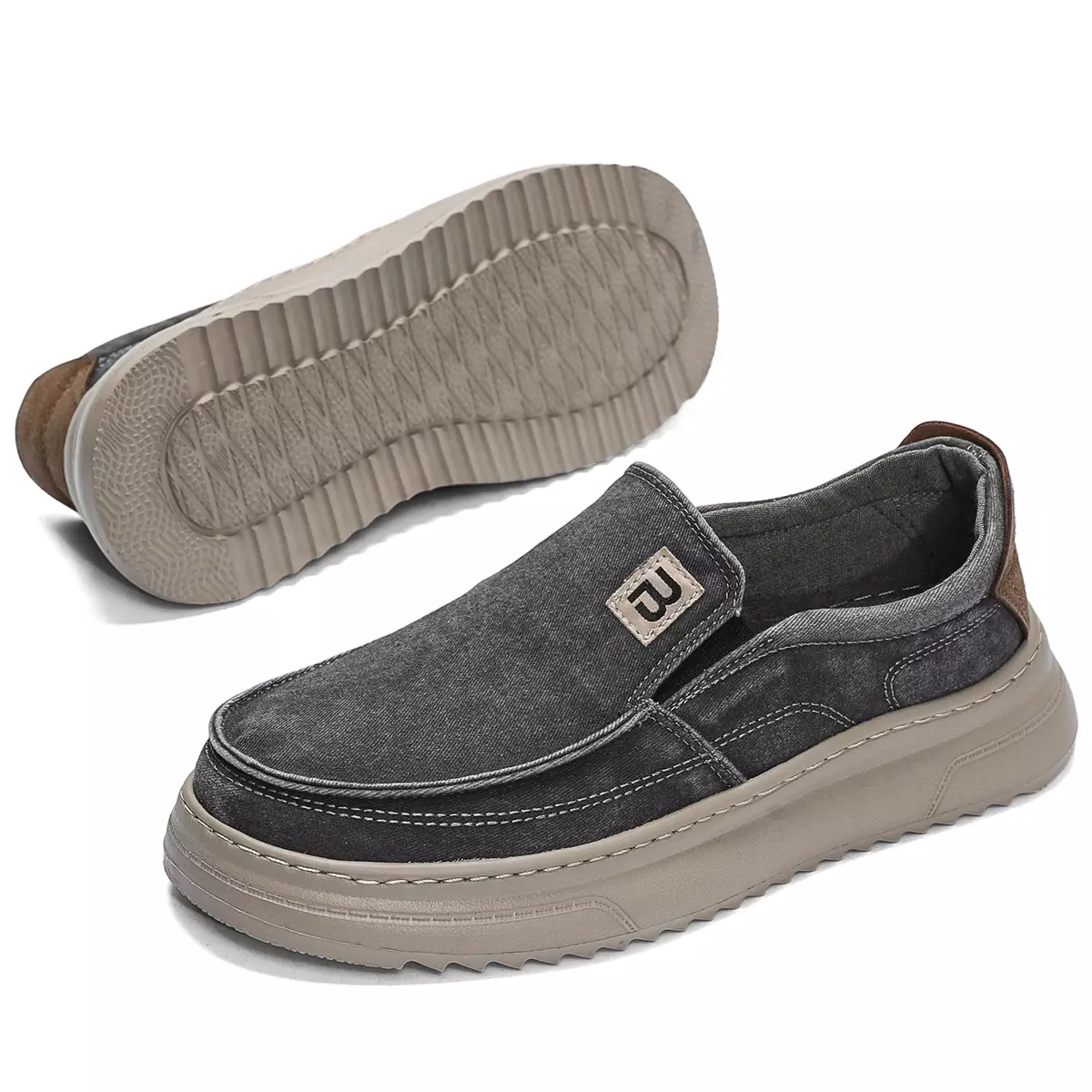 LURAD Sepatu Slip On Pria Polos Kanvas Simple Sneakers Cowok Slide Selop XK1122
