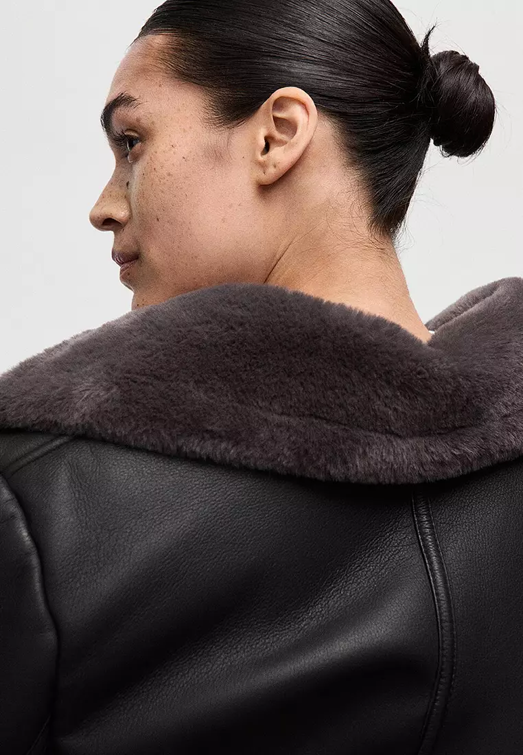 Faux-Fur-Effect Biker Jacket