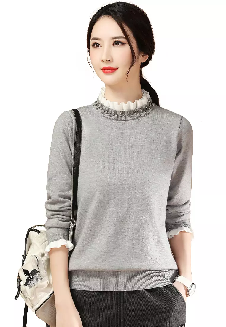 Lace collar sweater best sale