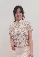 Brown White Flower Printed