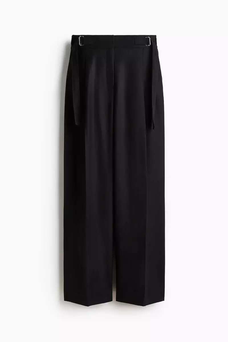 Wide belt-detail trousers