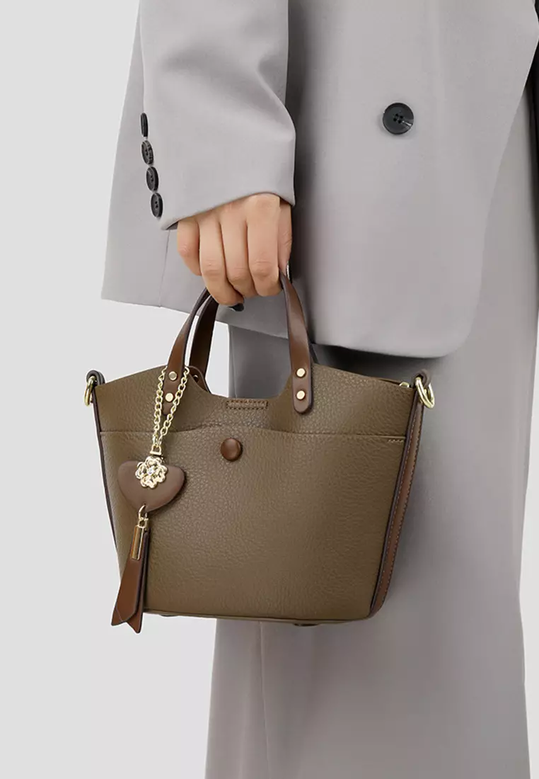 Color Matching Faux Leather Three-Way Bucket Bag JW HD-2814