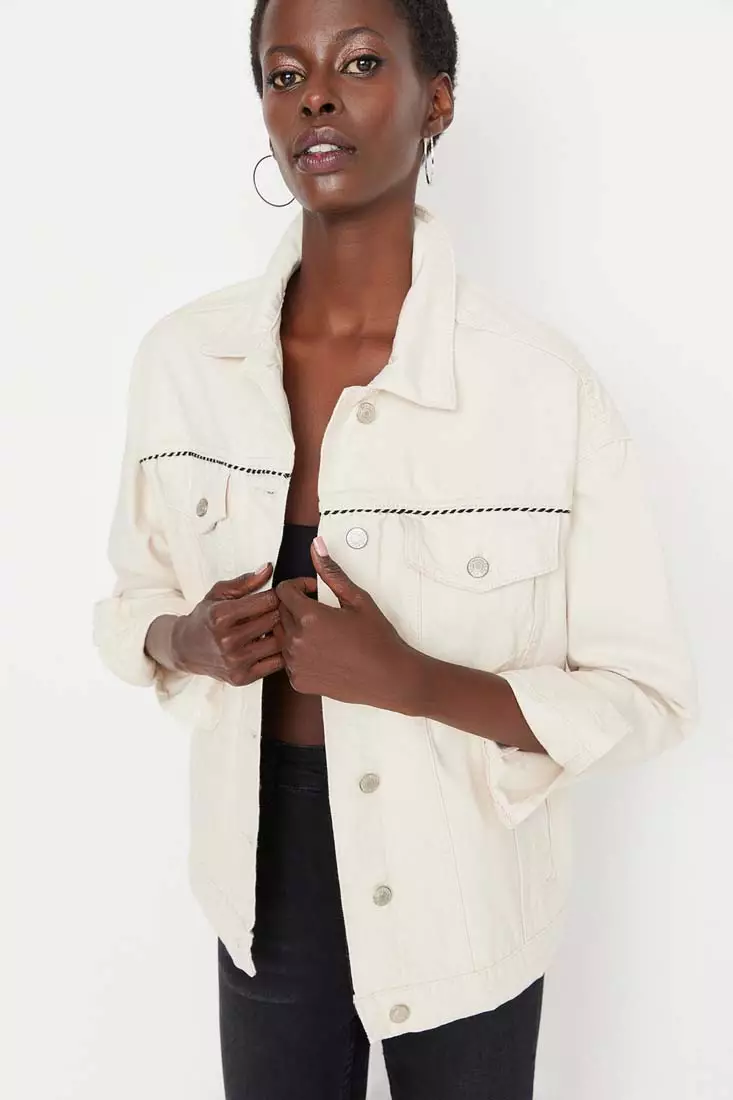 White cropped sale jacket denim