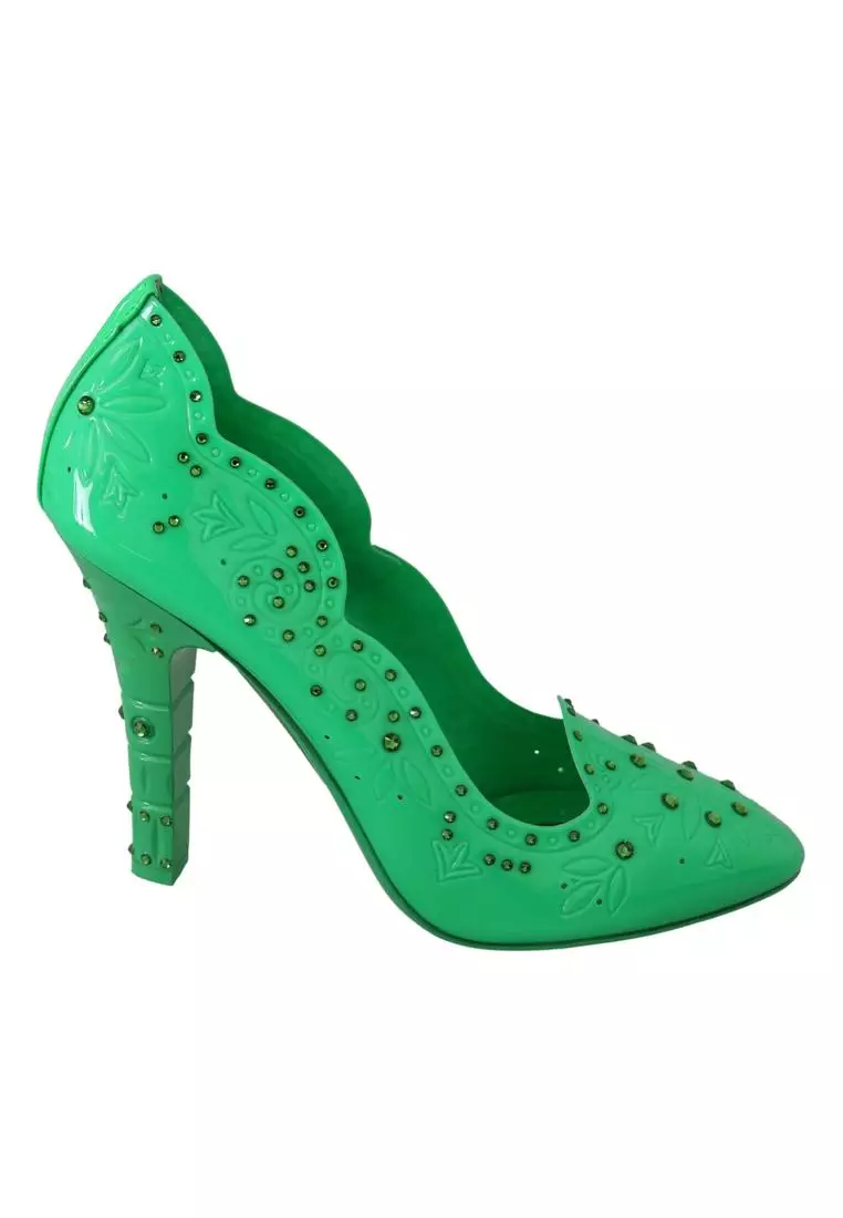 Buy Dolce Gabbana Dolce Gabbana Green Crystal Floral Heels
