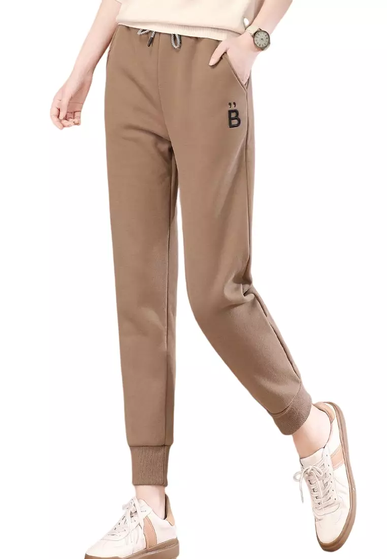 Elastic Waist Casual Warm Sports Pants Plus Velvet