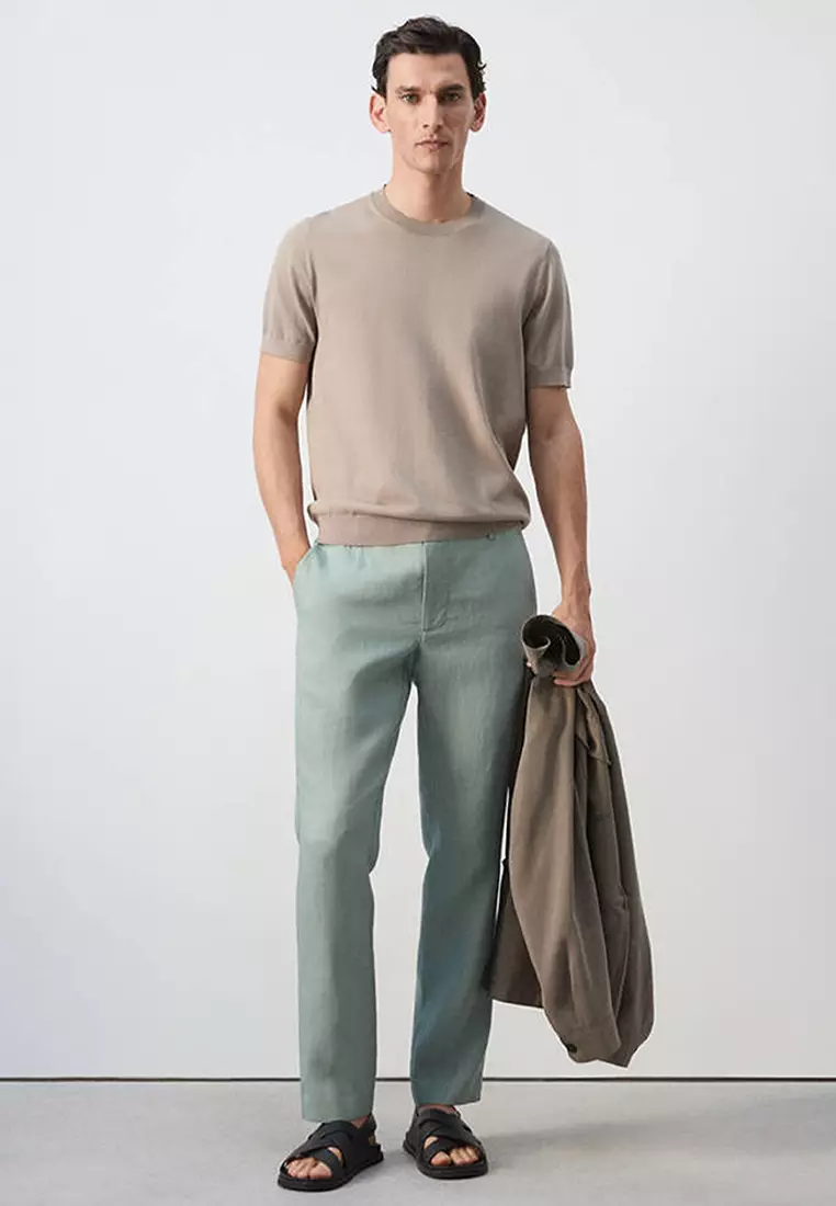 Slim-Fit 100% Linen Trousers