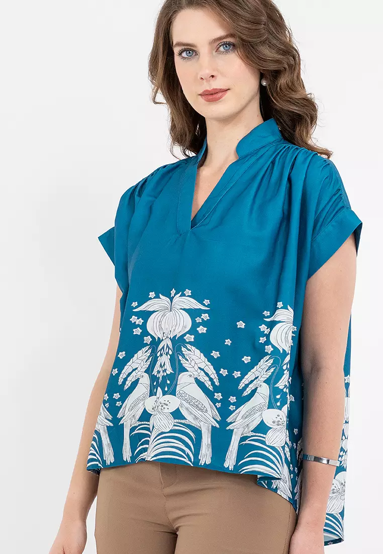 DAIRY Digital Print Floral Filipiniana Blouse