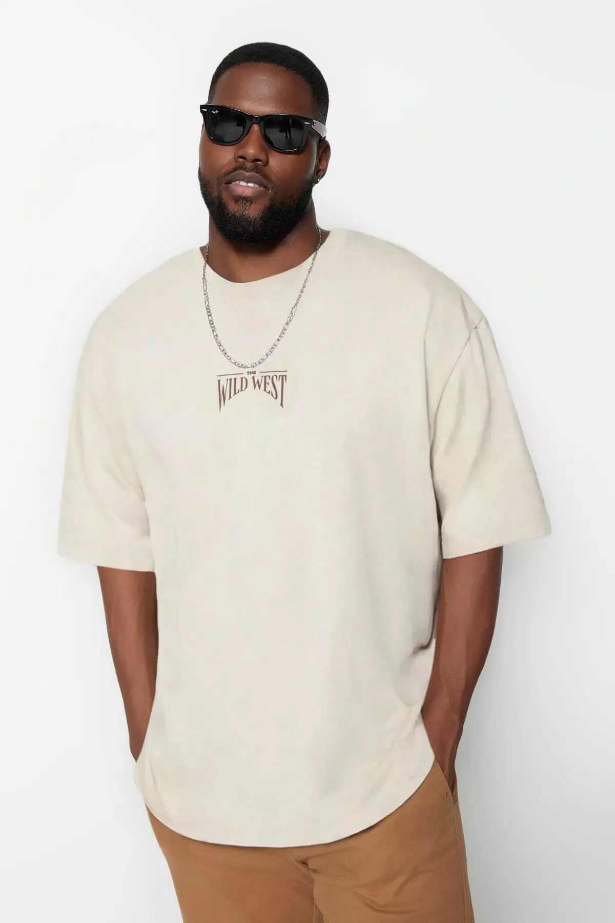 Big Size Stone Oversize/Wide Cut 100% Cotton T-Shirt TMNSS25BF00008