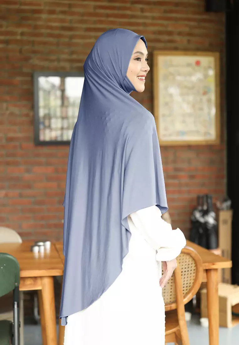 Cotton Bee - Lanna Bergo Malay | Hijab Instan Syari | Kerudung - Lake Blue