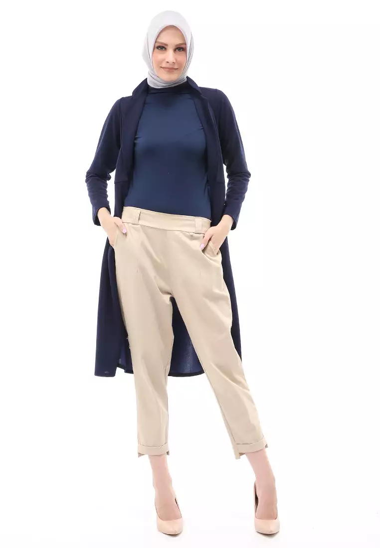 Elena Cardigan Polos Muslimah Atasan Wanita Relaxed Fit - Navy