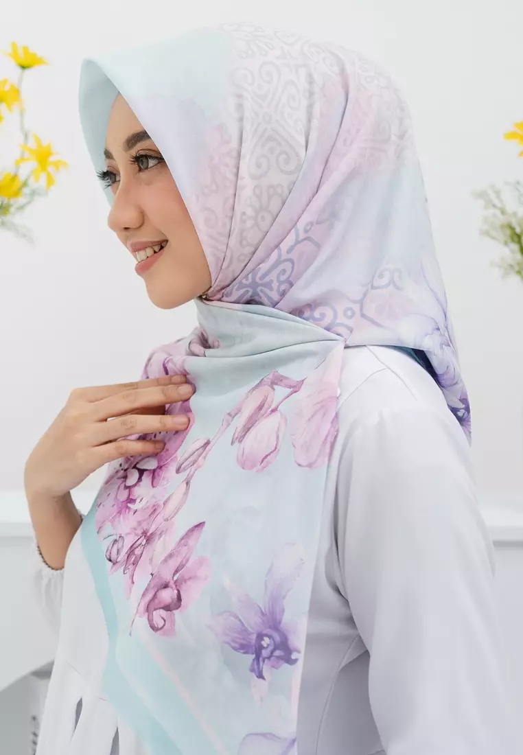 Orchidz Signature Square Voile Scarf Hijab Premium Wanita Tiffany Aqua