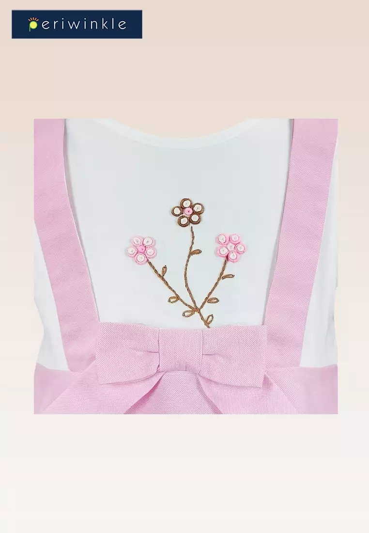Jeanne Baby Girls Pink Embroidered Jumper Dress with Diaper Cover