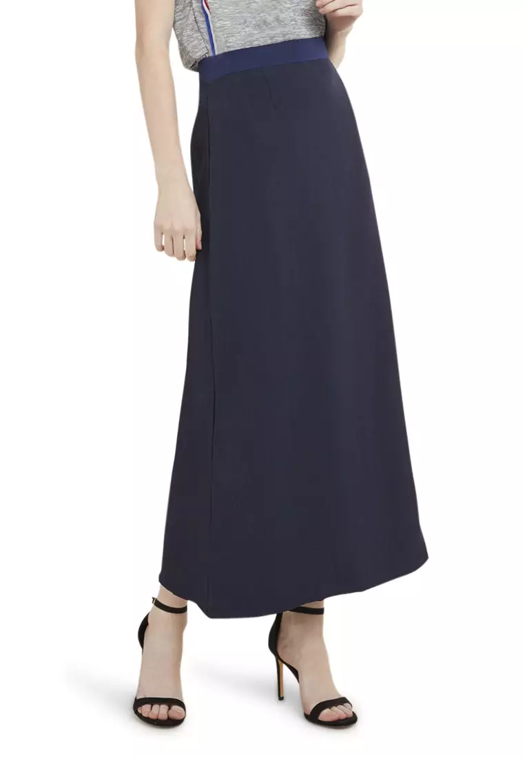 Plain Maxi Skirt Rok Polos Span Panjang Bawahan Wanita Premium Quality - Navy
