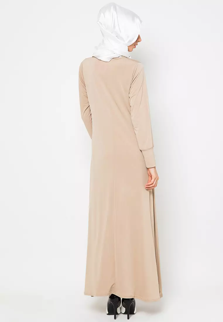 JV Hasanah Alia Basic Dress Mocca | Gamis Polos Jersey Wanita Daily