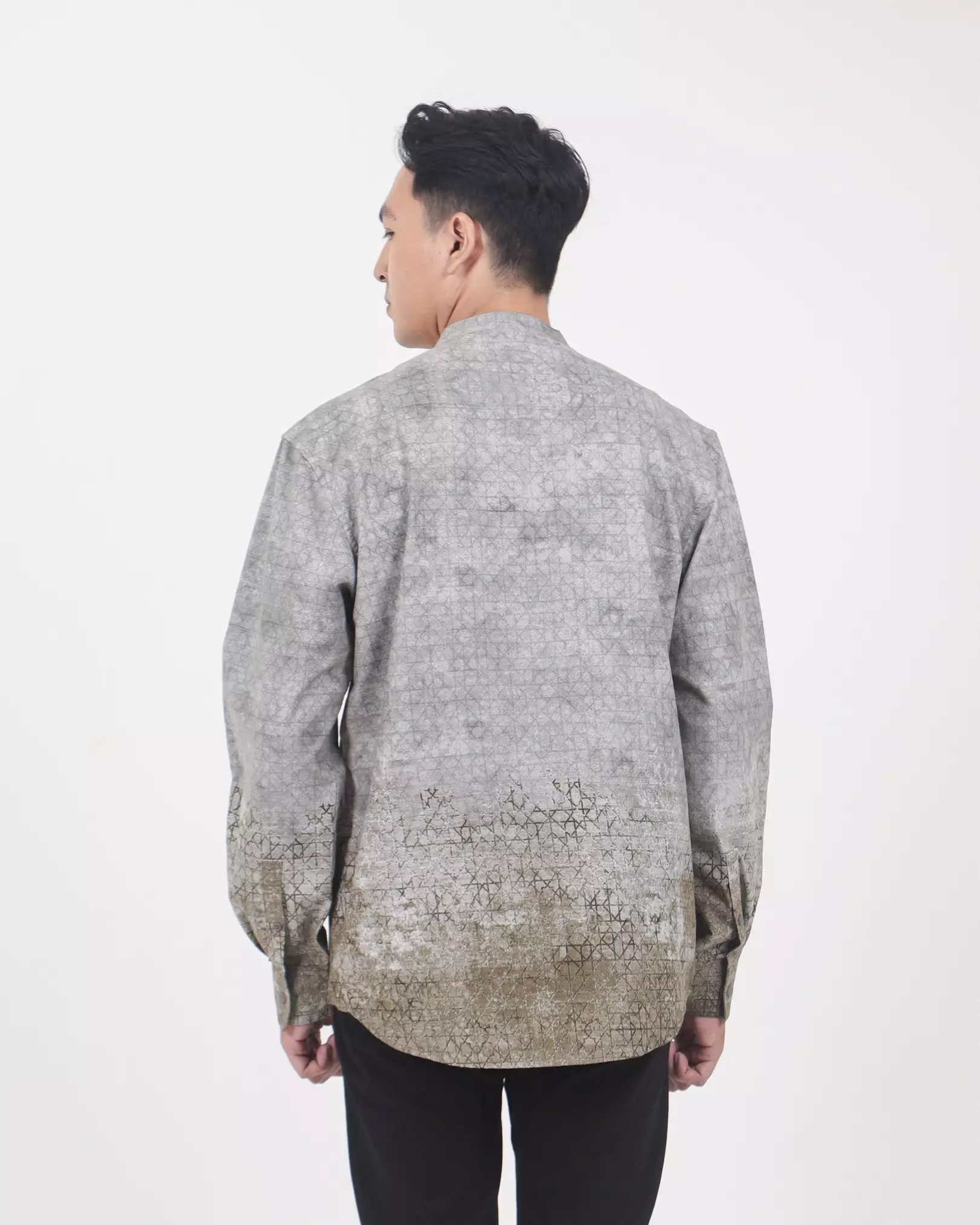 AMK Kemeja Koko Pria Lengan Panjang KK Taha S/s Grey