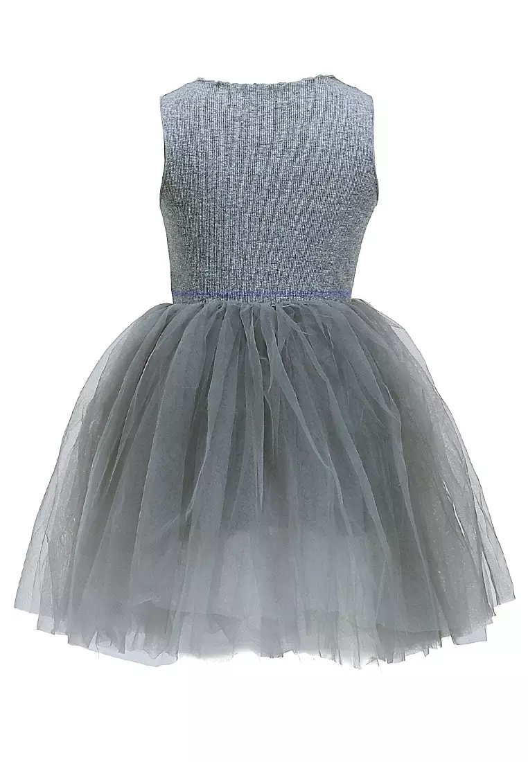Bianca Dress Anak Perempuan Motif Bintang Gaun Desain Payet Sleeveless Material Cotton ORIGINAL - Gray