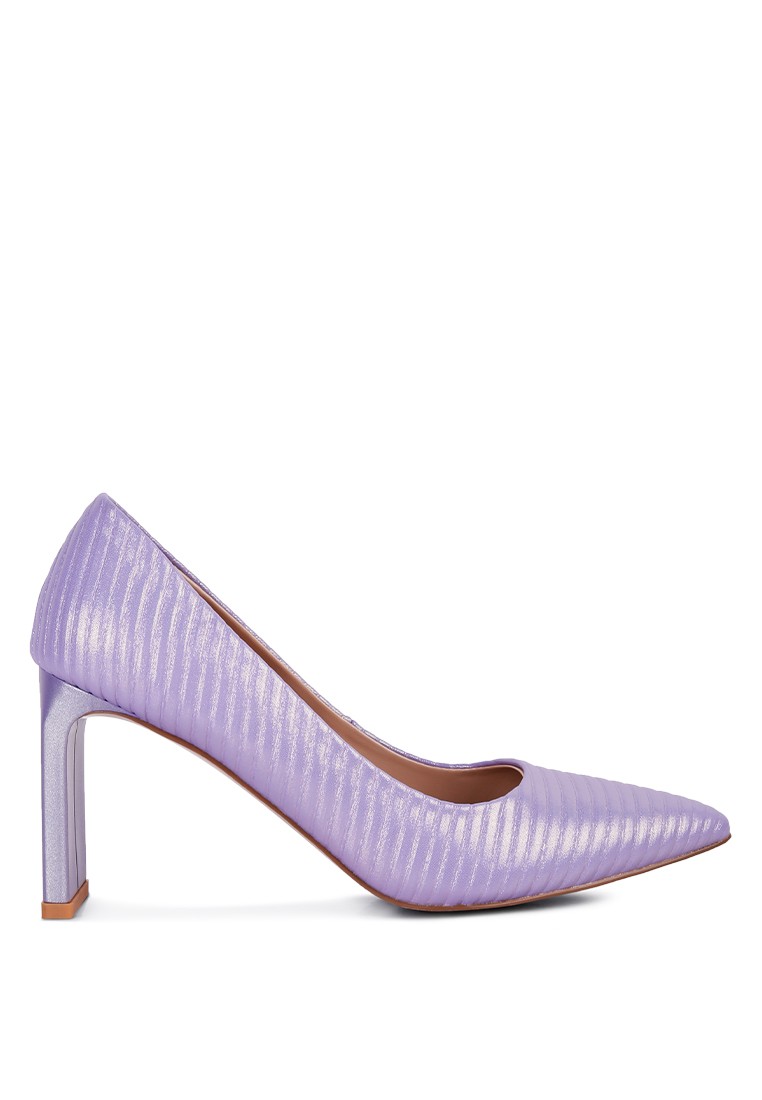 Purple Italian Block Heeled Sandals