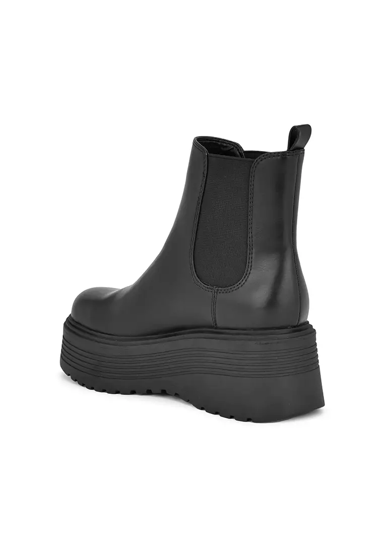 Buy Nine West George Almond Toe Platform Casual Booties Black 2024