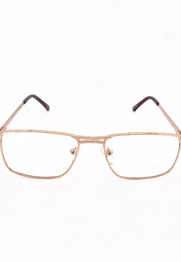 OPH Men's Rectangle Frame Gold Metal Optical Frame with Demo Lens OPH10209