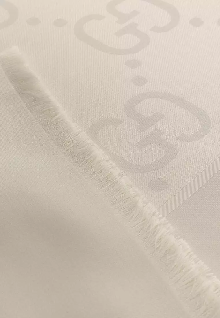 Gg Jacquard Silk Wool Shawl Scarf
