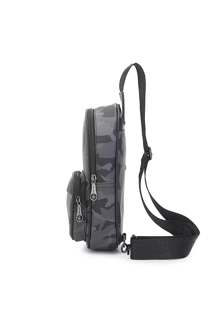 Men's Camouflage Chest Bag / Sling Bag / Crossbody Bag (Tas Dada / Tas Selempang Pria) - Hitam
