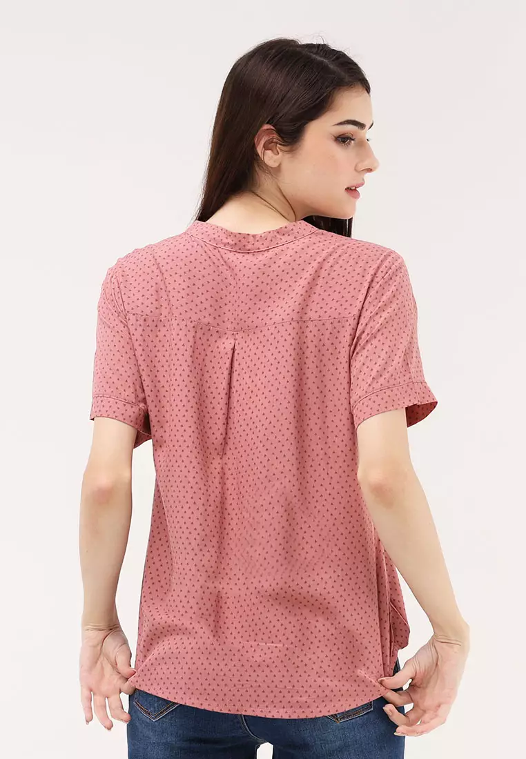 Short Sleeves Chinese Collar Blouse