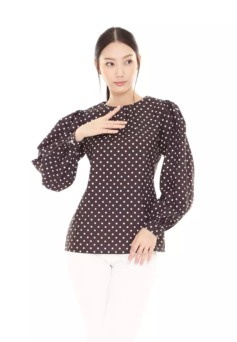 Christina Polka Dot Blouse in Black