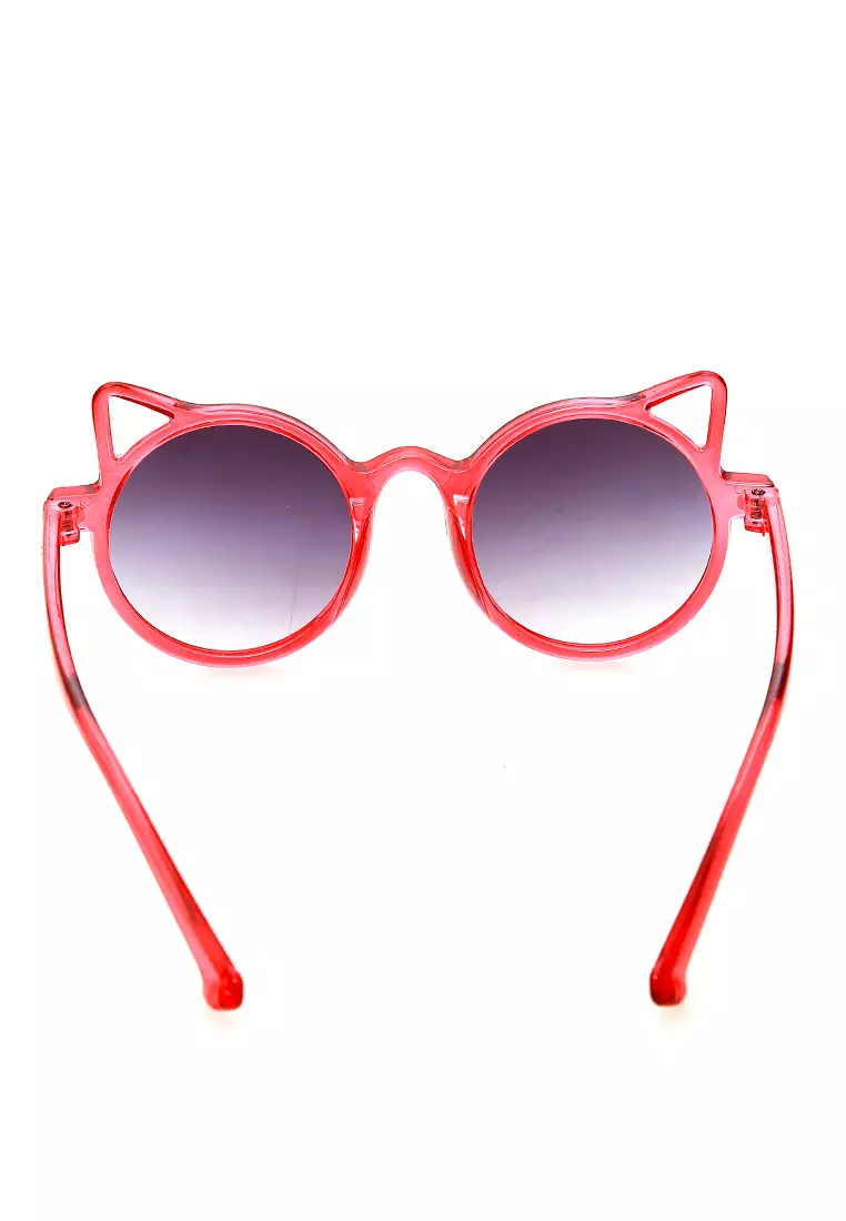 Ulrico Kacamata Hitam Anak Unisex Cat Ear Model Sunglasess Cute Design Material PC ORIGINAL - Red