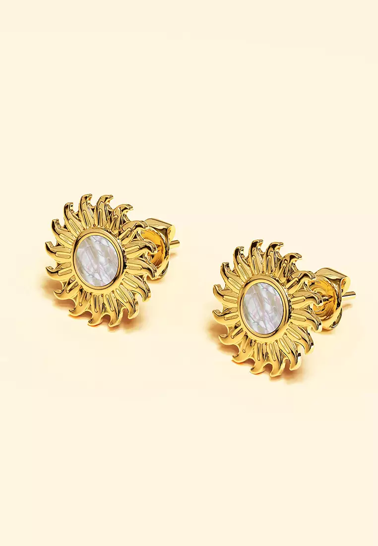 Shining Star Pearl Gold Layered Earrings 12mm