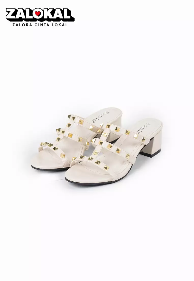 SEIS Yola Sandal Heels Wanita Hak 5 cm - CREAM